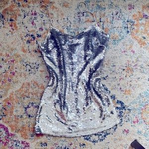 Silver sequin Renaissance mini dress